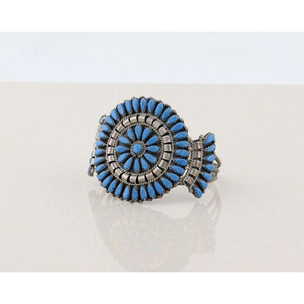 Sterling Silver Lapis Lazuli Cuff Bracelet M B Sterling 6 1/2" adjustable - Picture 7 of 9